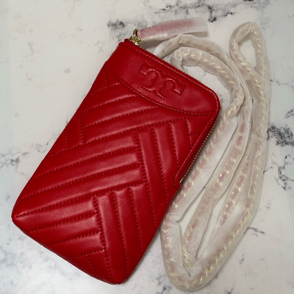 Tory Burch Alexa Phone Crossbody Bag Purse in Brilliant Red